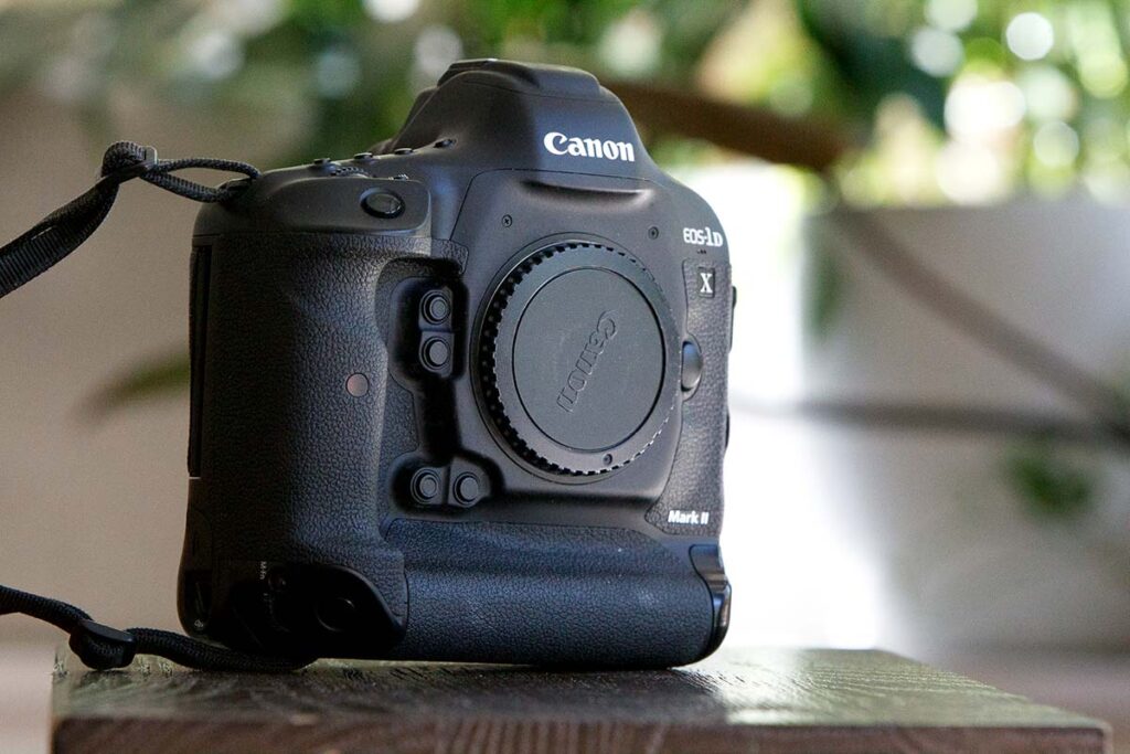 Front view of the Canon EOS 1D Mark IV DSLR camera showcasing its controls.