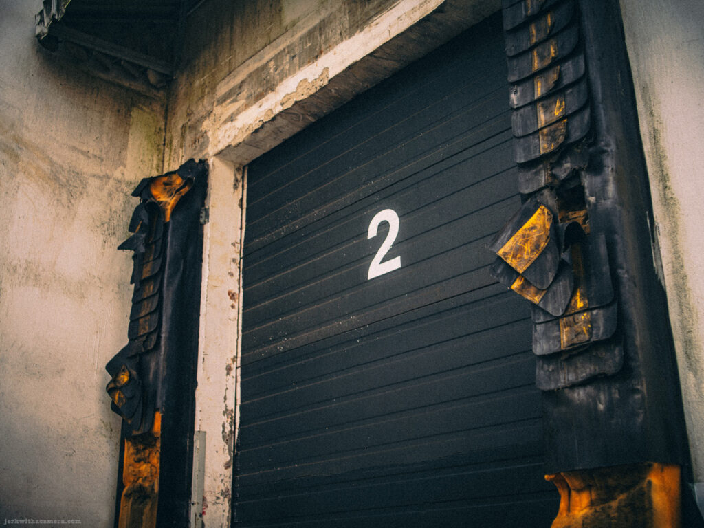 Close-up of worn dock padding on loading bay 2